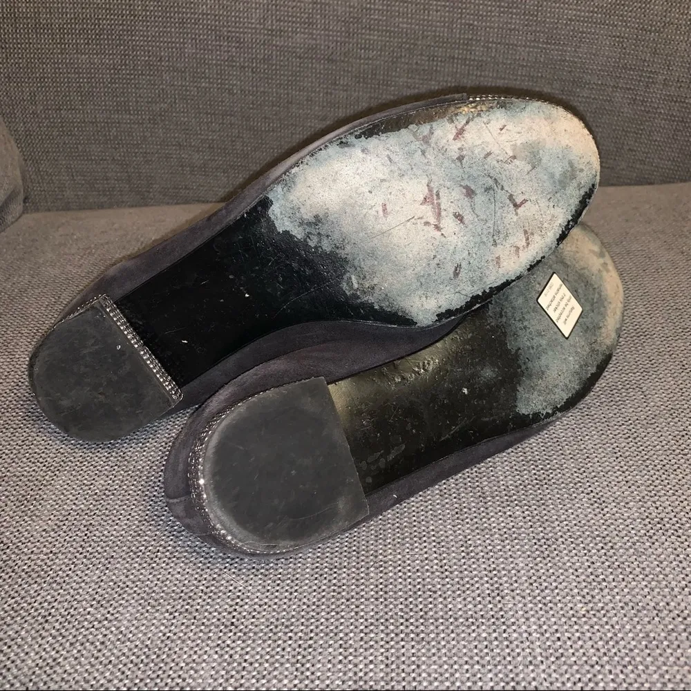 Stuart Weitzman black slip on ballet flats, jewels, bow, size 8.5 - Image 7