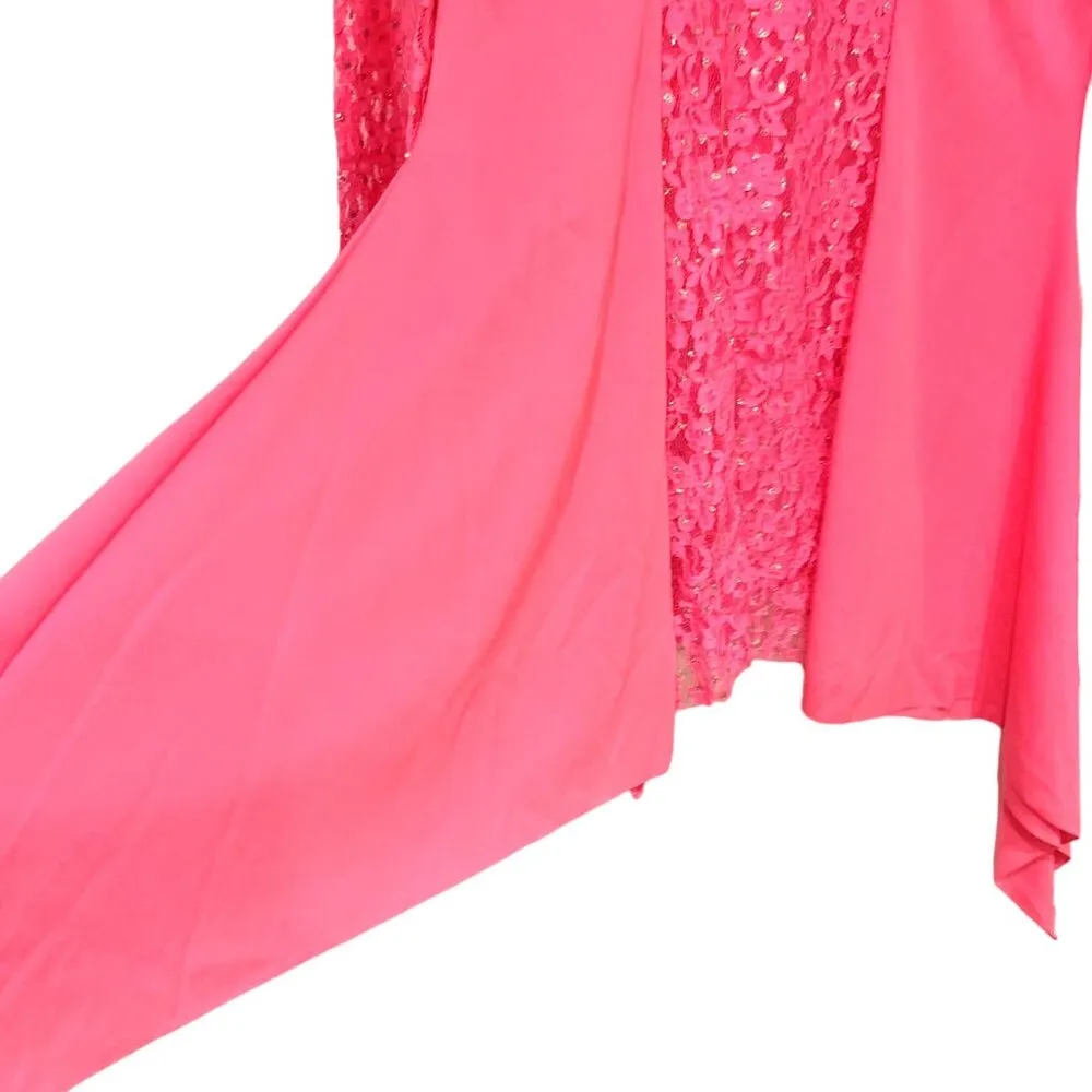 Body Wrappers Drapey Lace Panel Tunic Top Sparkly Rose Pink M #629 Praise Dance - Image 7