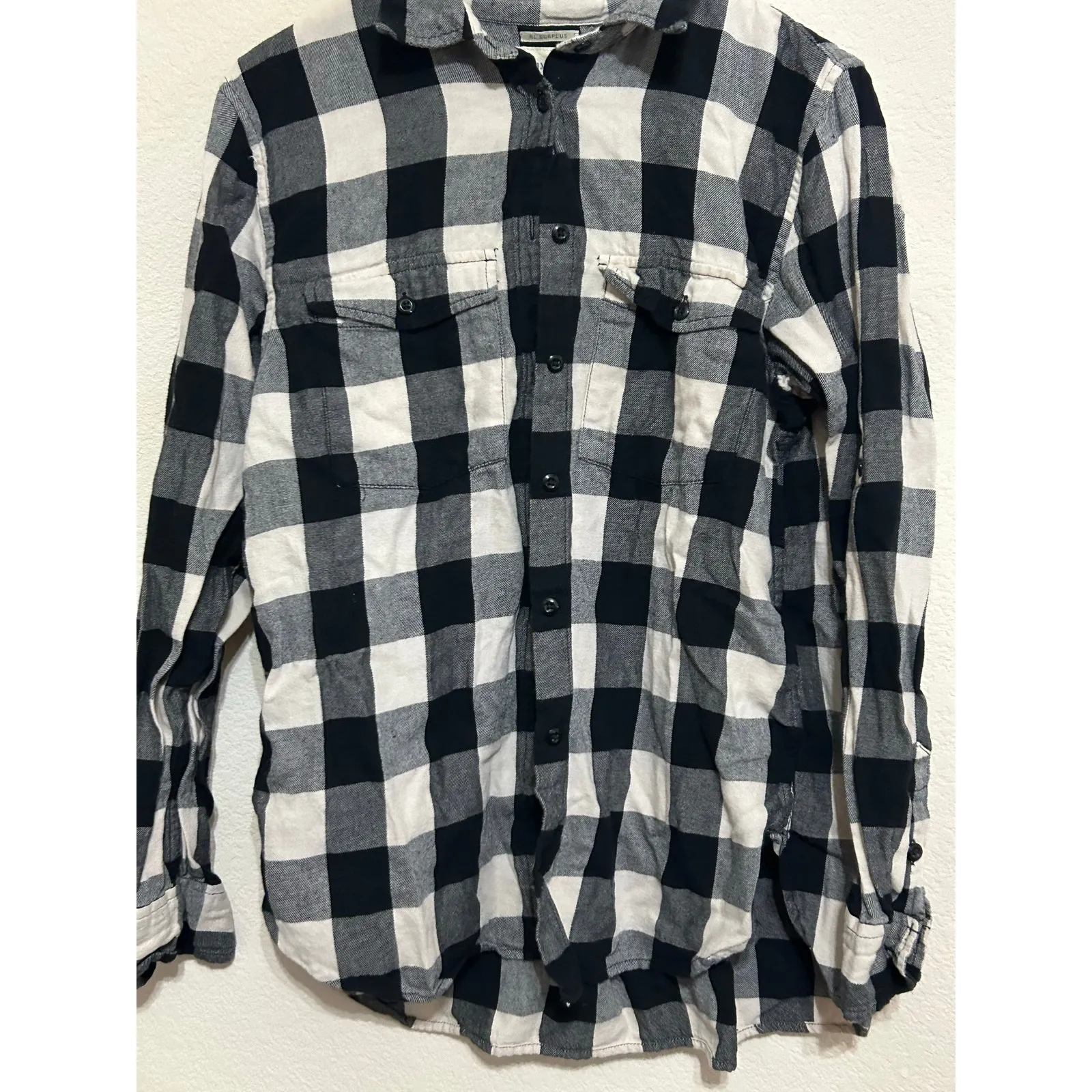 Ralph Lauren Denim & Supply Women's Size Medium Flannel White Black Plaid Shirt - Image 4