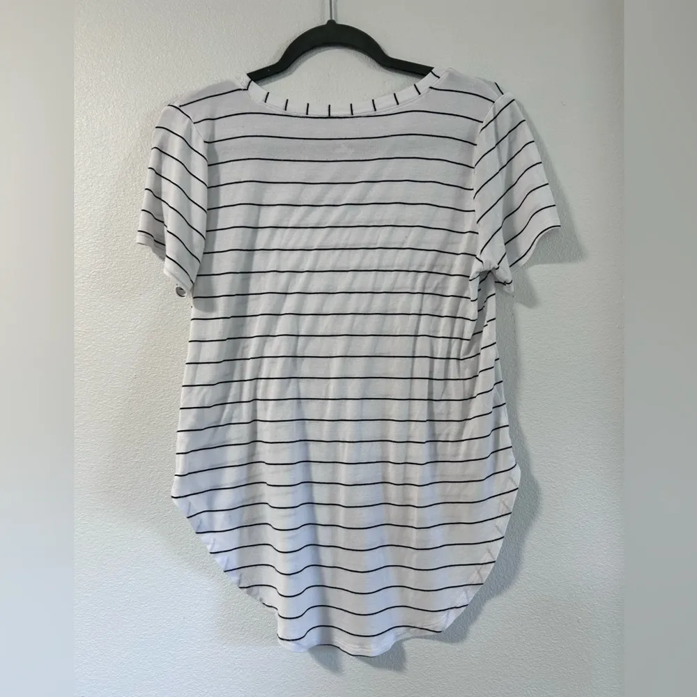 Halogen Striped High Low Hem Tee - Image 2