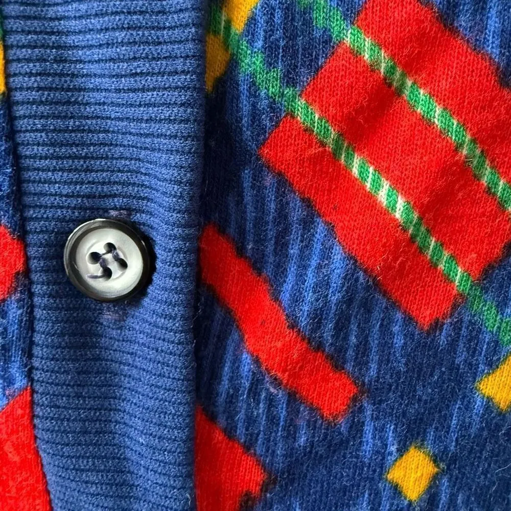 Vintage 70s Cropped Button Front Plaid Vneck Top XS Red - Image 5