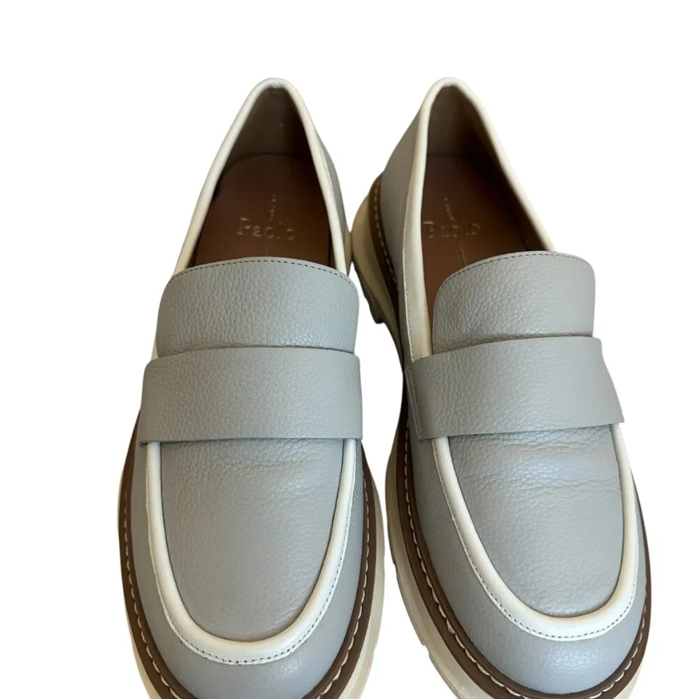 Linea Paolo Minka Loafers Light Grey Leather Classic Shoes Size 7 Women's - Image 4
