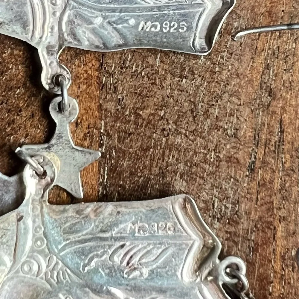 Silver Cowboy Boot Earrings and Pendant Set - Image 6