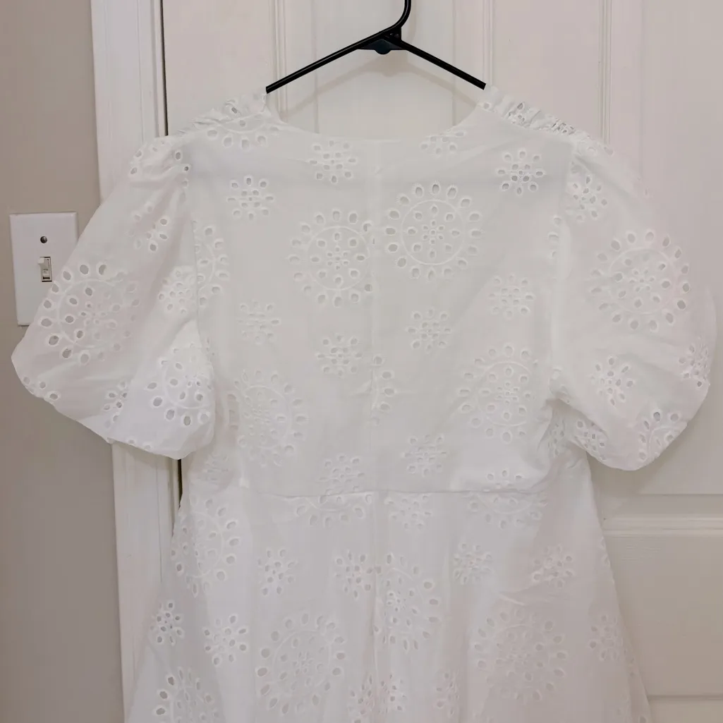 Shein Eyelet Bubble Hem Mini Dress in White - Image 11