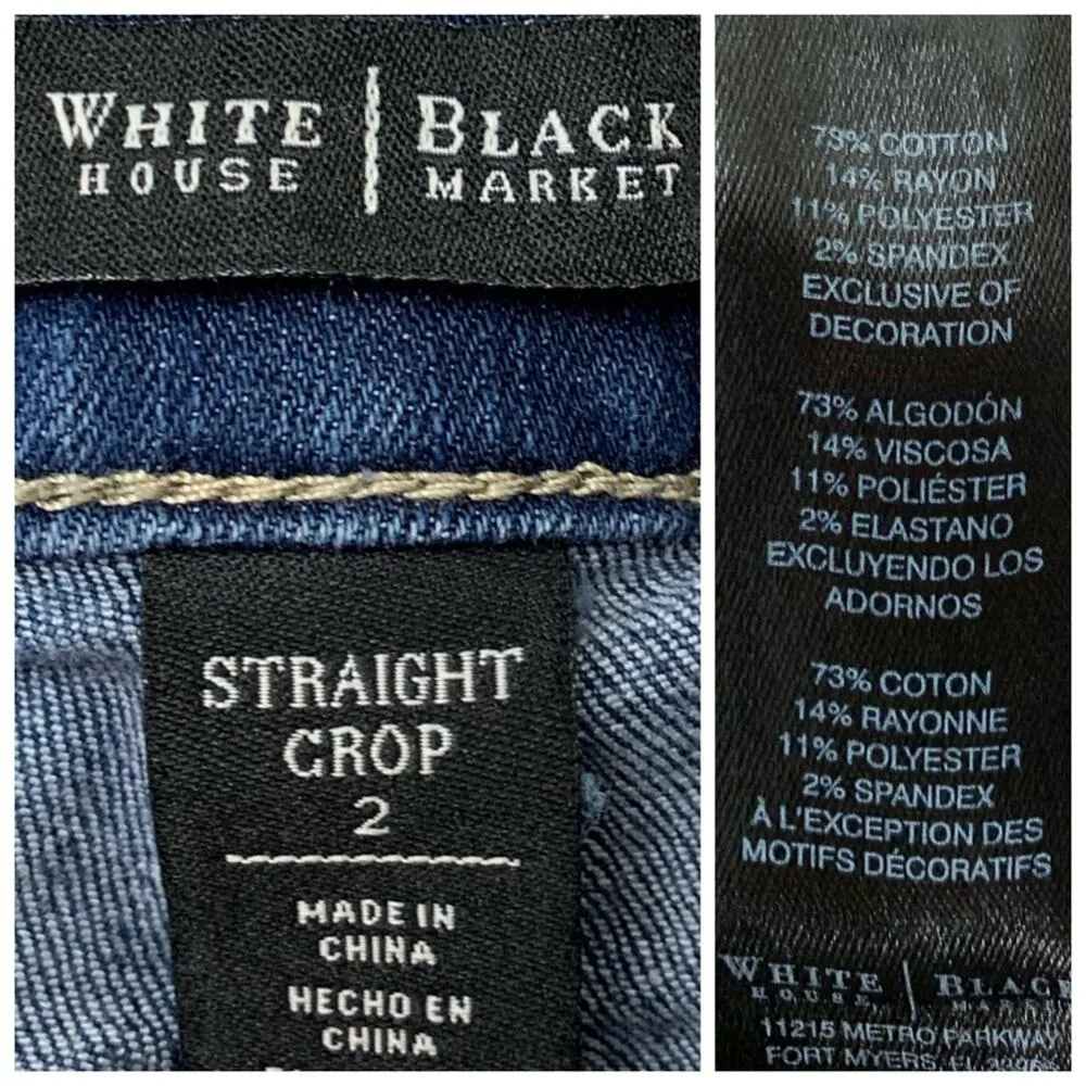 White House Black Market WHBM Honore Straight Crop Distressed Jeans Size 2 - Image 9