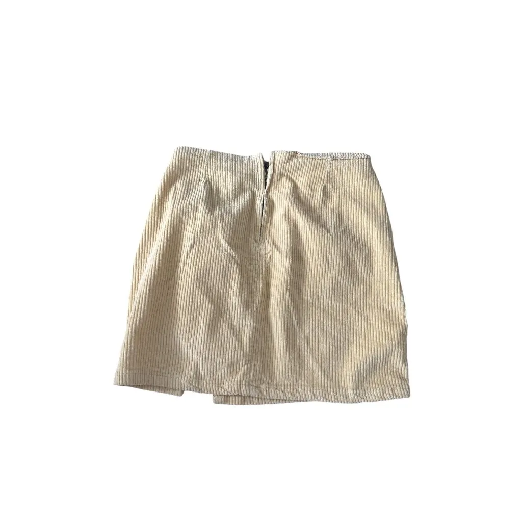 BP Beige Corduroy Slit Mini Skirt Size Medium - Image 2