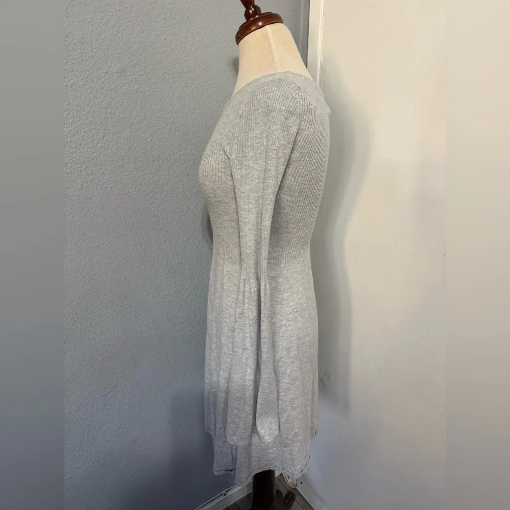American Eagle Outfitters Women Light Gray Long Sleeve Fit & Flare Dress Size S - Image 7