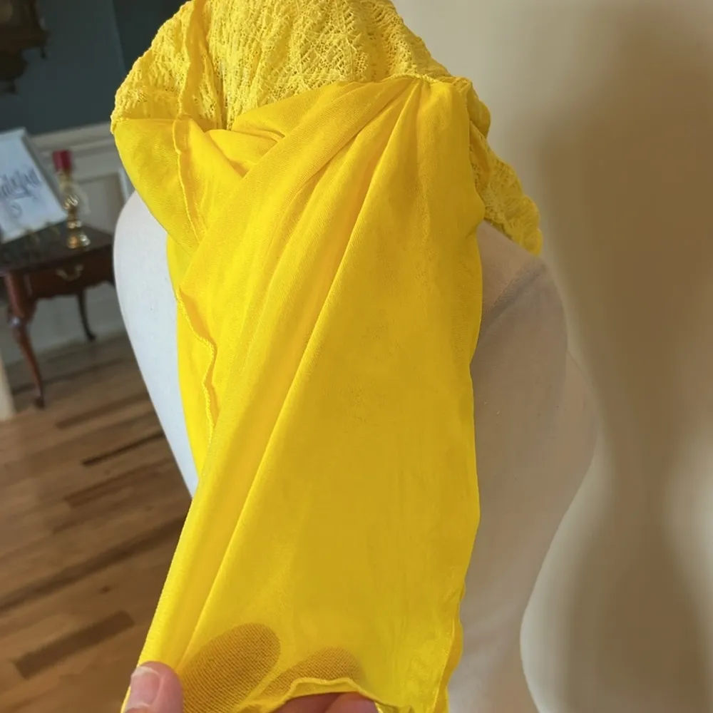 Bright Yellow Halter Neck Nylon Top Size XS - Image 6