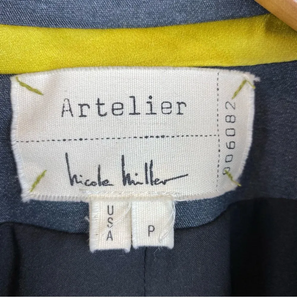 Nicole Miller Artelier Gray Cropped Zip Up Moto Jacket P S - Image 8