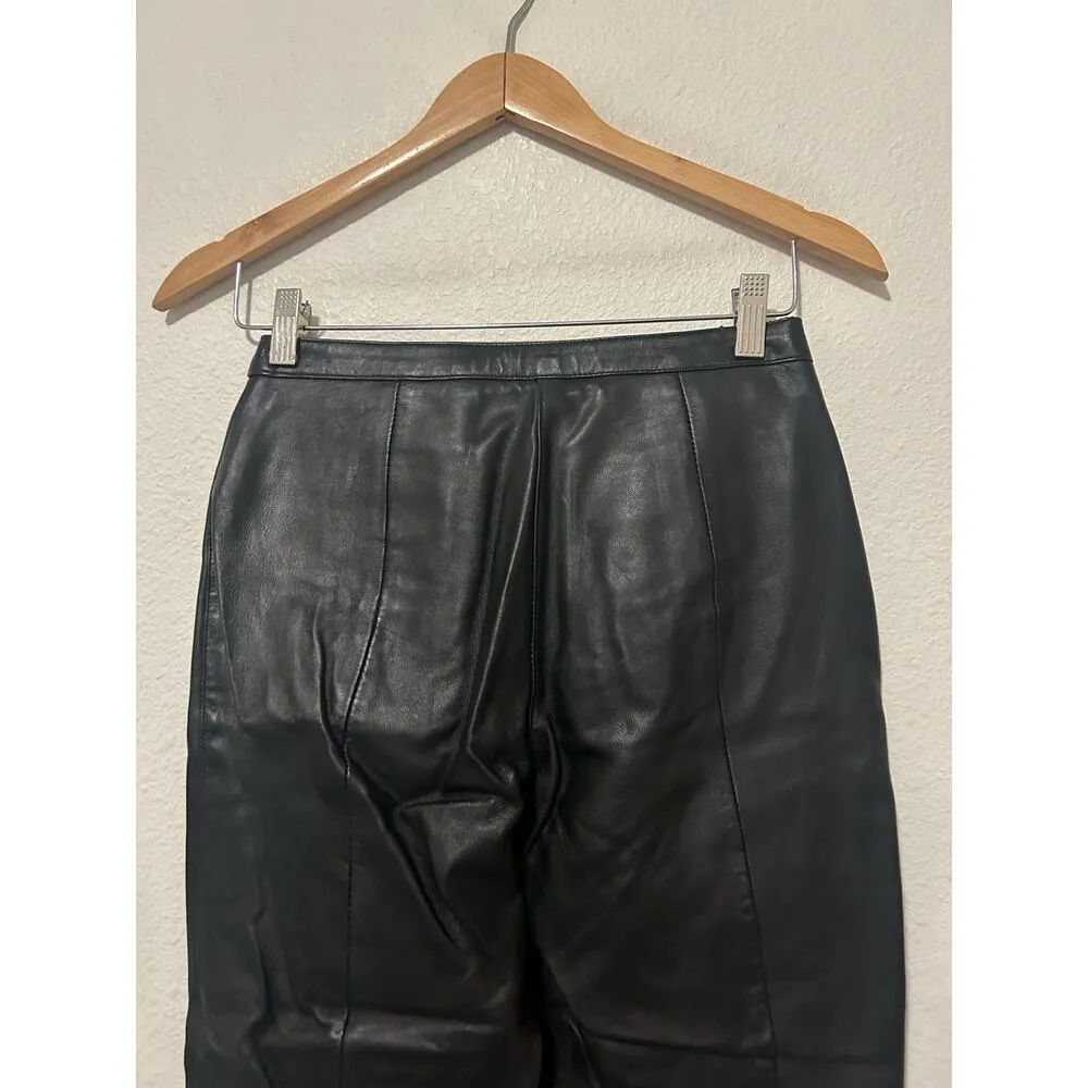 Vintage Hugo Buscati Black Leather Pants Womens Size 2 Moto Grunge Goth Punk - Image 10