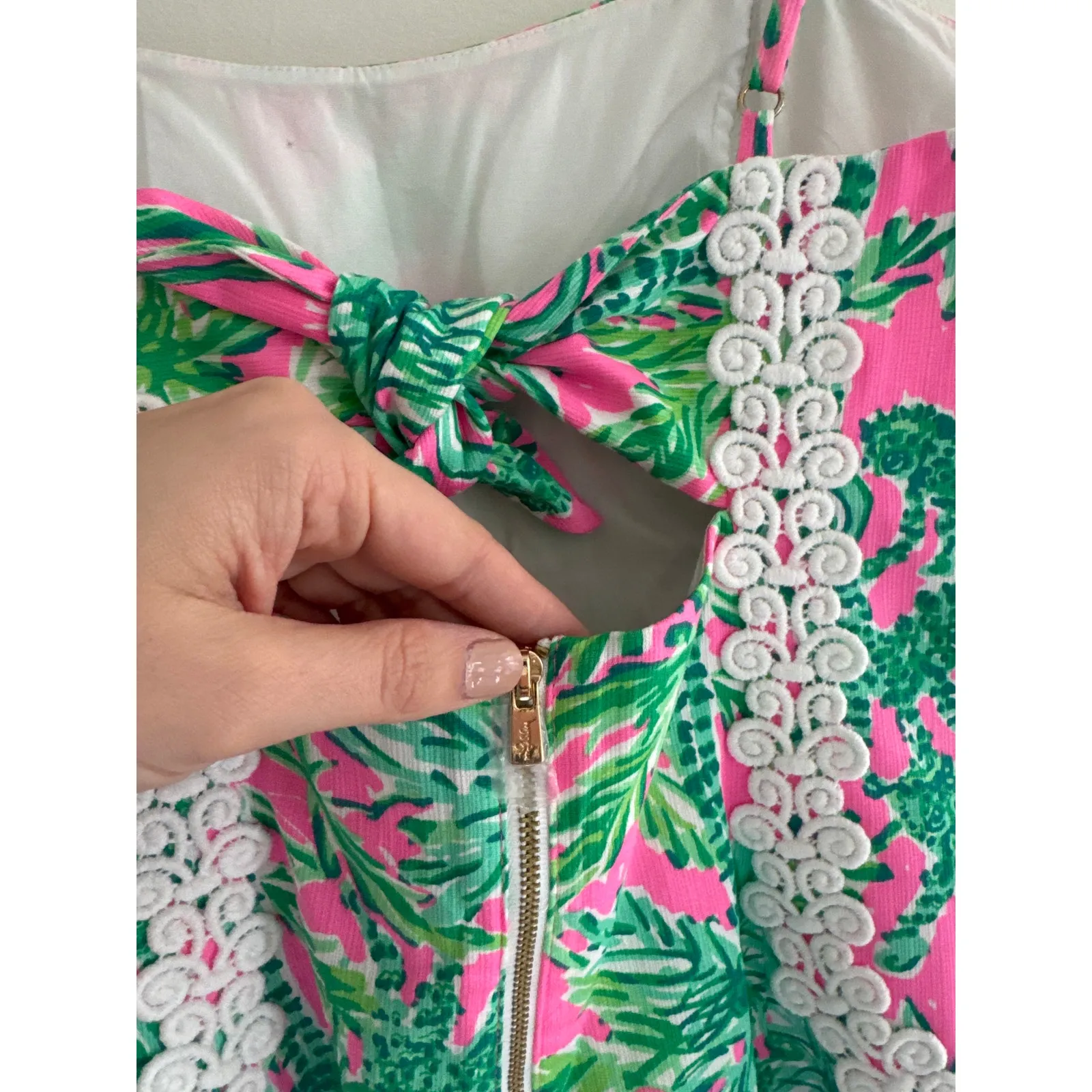 LILLY PULITZER Shelli Stretch Dress in Floral Palm Hanging Around Size 4 - Image 8