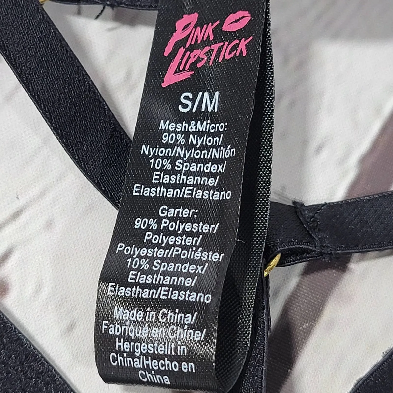 Pink Lipstick Black Strap Garter S/M‎ NWOT Size undefined - Image 6
