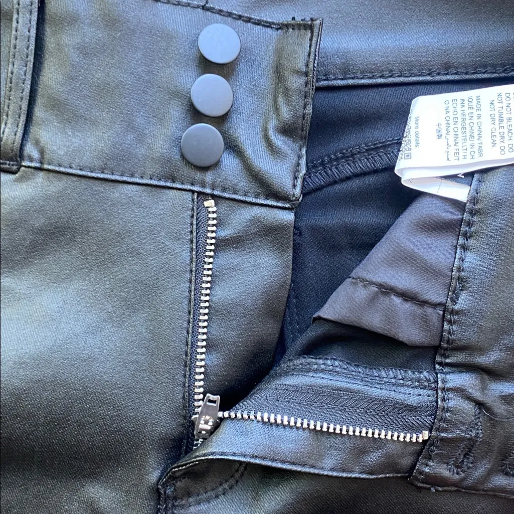 SHEIN Black Faux Leather Pants Womens Sz Large Coated Pant Stretch - Image 3