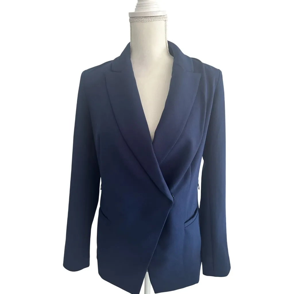 WHITE HOUSE BLACK MARKET Navy Blue Buttoned Jacket Blazer Size 2 - Image 2