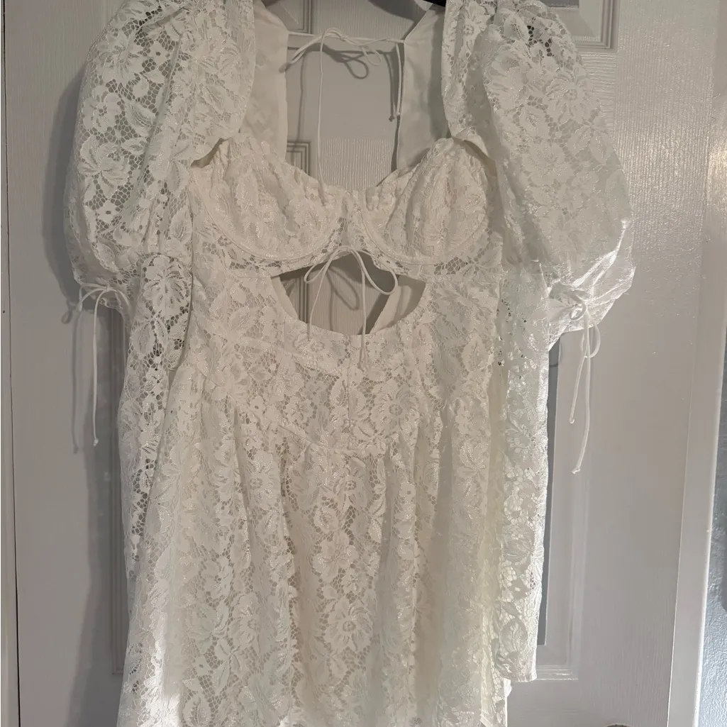For Love and Lemons Frances Puff Sleeve Lace Dress - Image 3