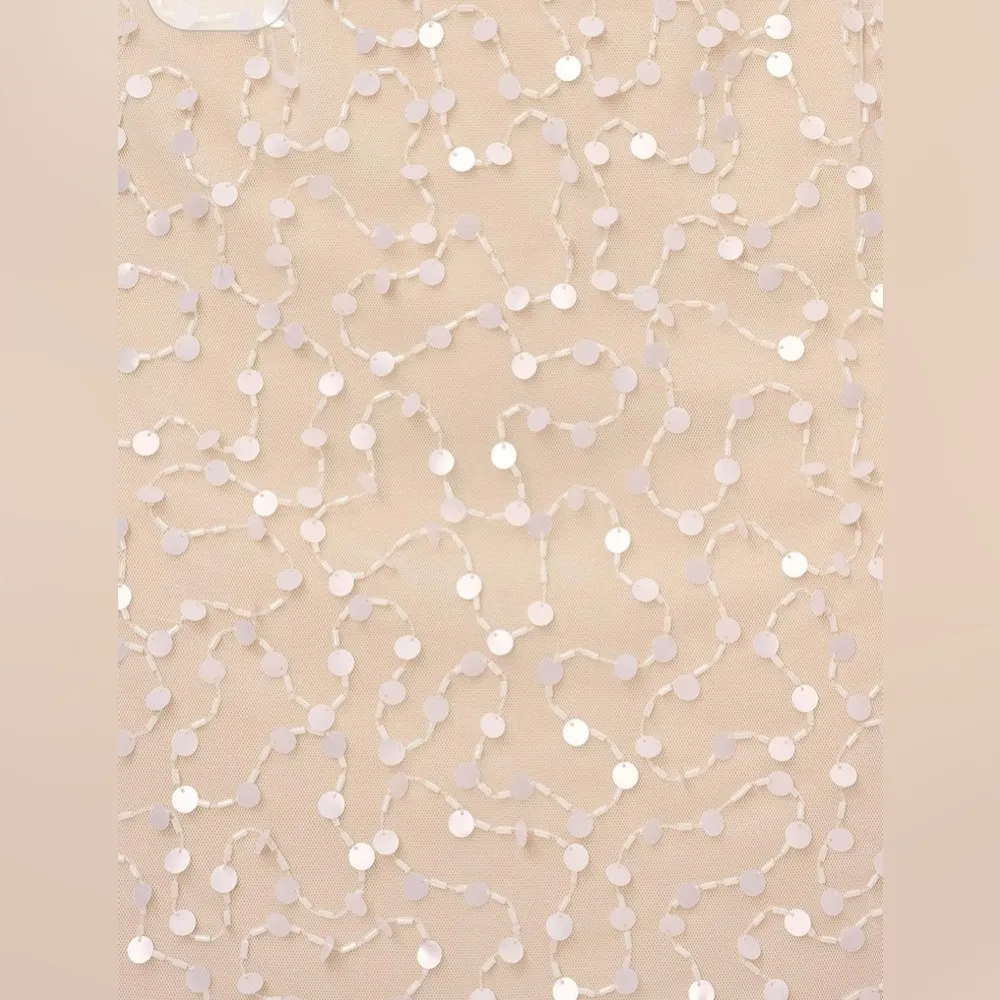 ADRIANNA PAPELL Short Ivory Beaded Cocktail Dress Short Shift Dress 6 - Image 3