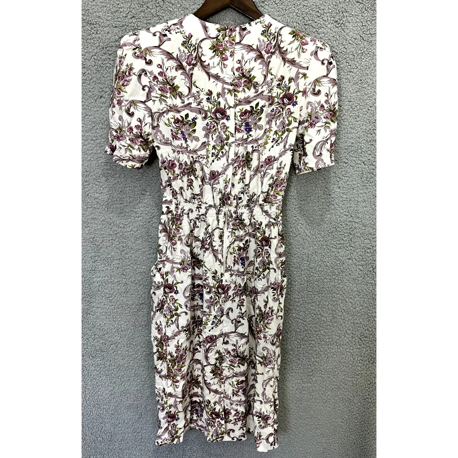 Vtg 90s Karin Stevens Dress 6 Floral Puff Sleeve Cottagecore Prairie Lace Modest - Image 5