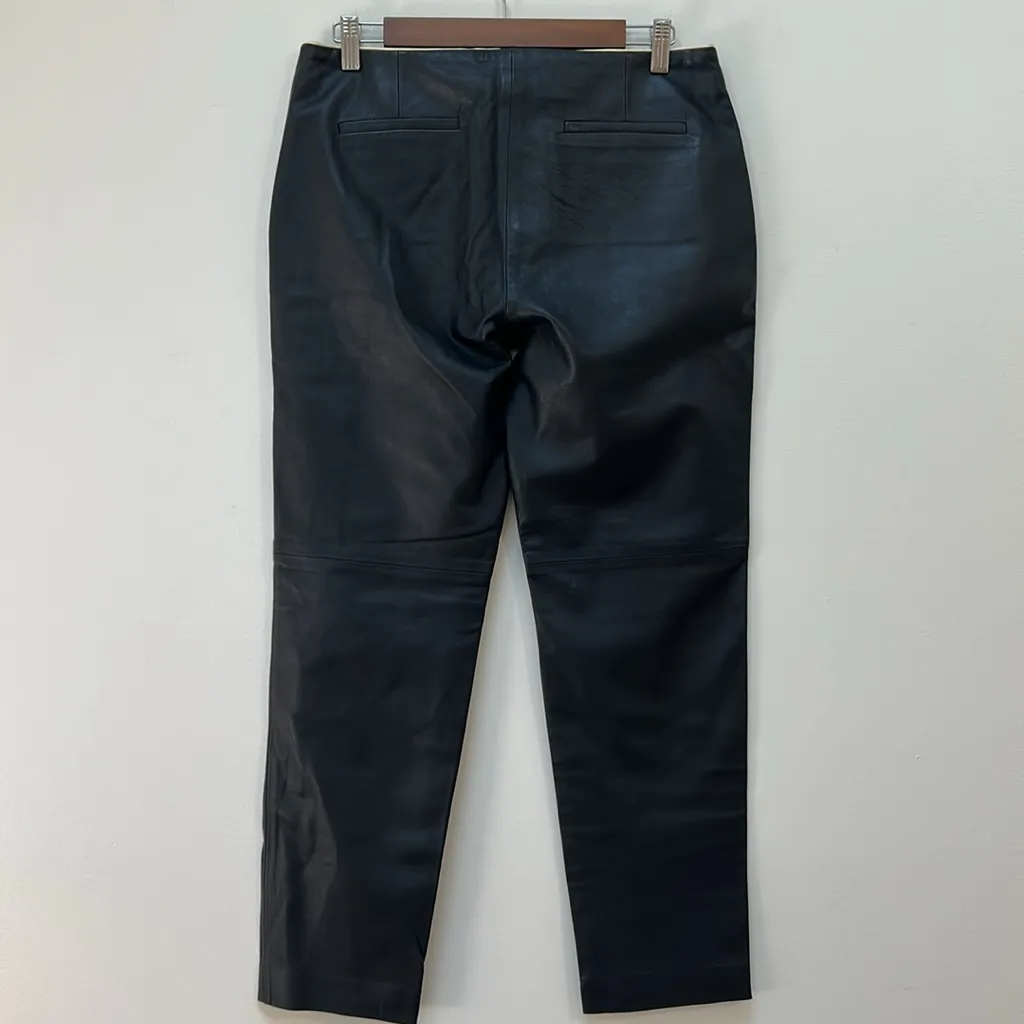 Theory Inzulle 100% Lamb Leather Crop Trouser Pants Black Size 8‎ - Image 2