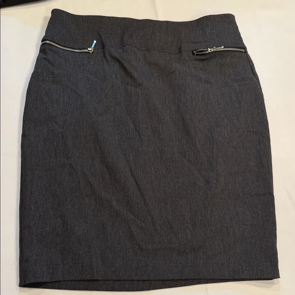 Joe B Charcoal Pencil Skirt with Silver Zippers - Image 8