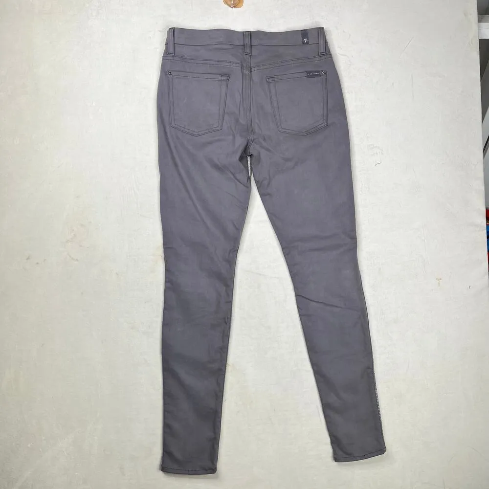 7 FOR ALL MANKIND x MALHIA KENT JEANS SKINNY JACQUARD SILVER GEO SIZE 29 - Image 2