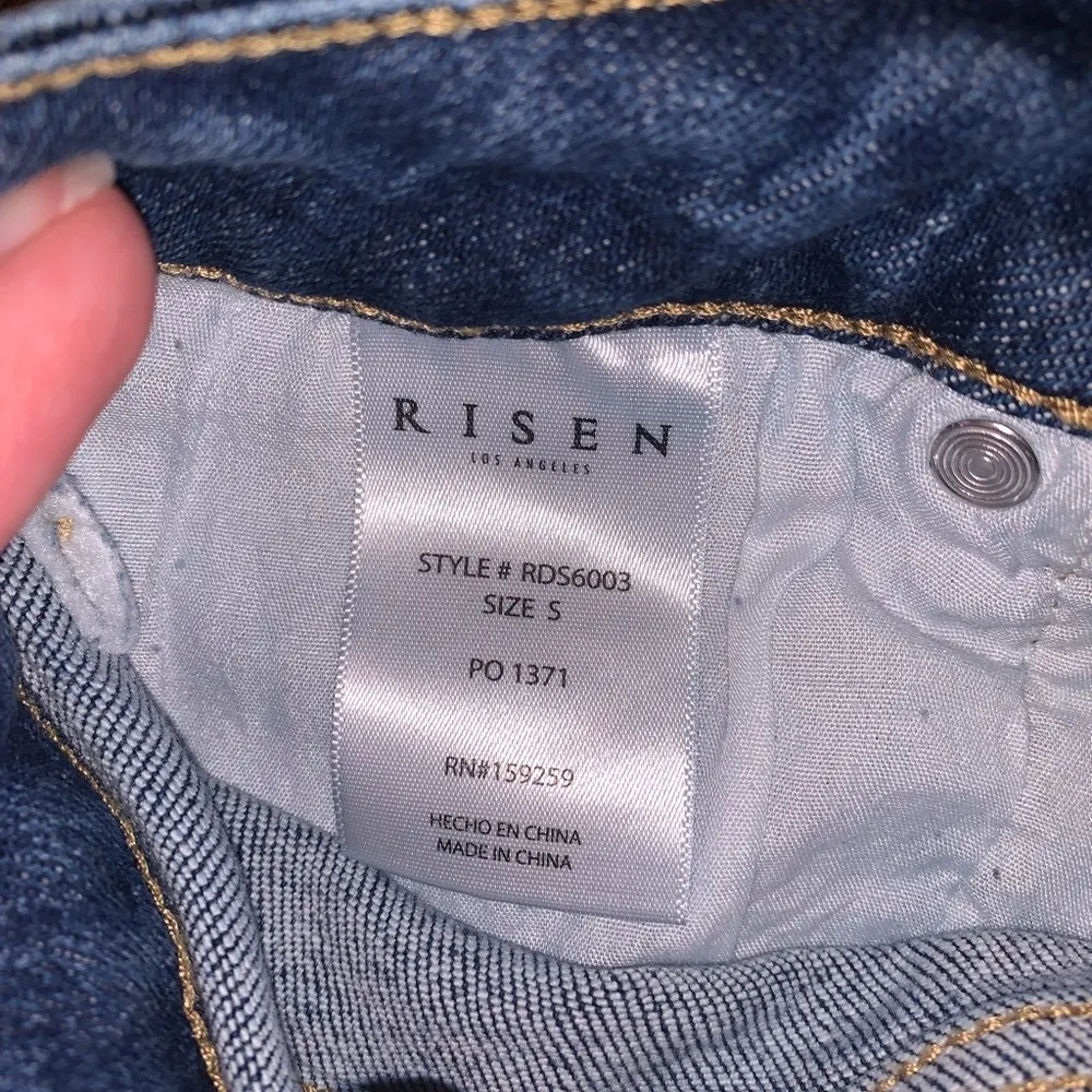 Risen Dual Tone Colorblock Blue Jean Denim Shorts High - Image 7