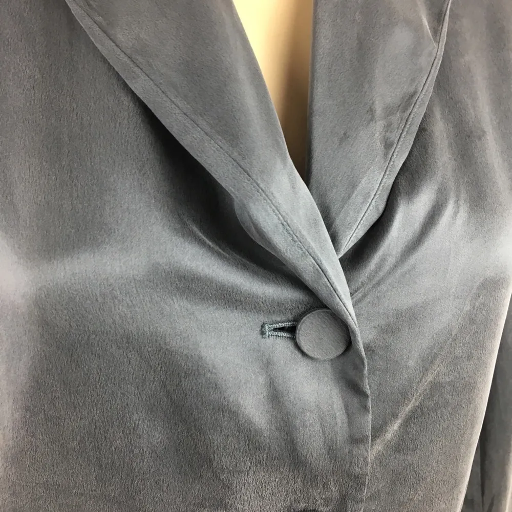 Stefanel 100% Silk Dark Gray Button Up Blouse Top 6 - Image 5