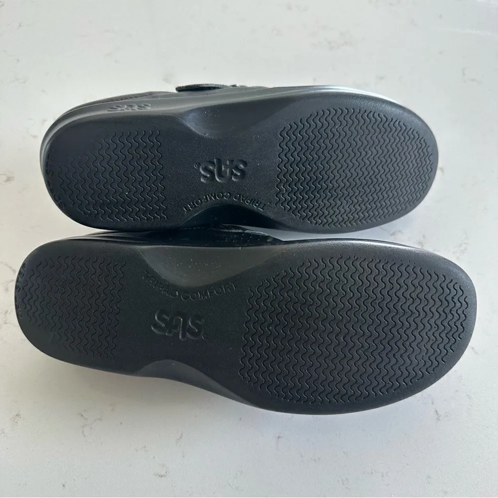 SAS Clogs Slip On Shoes Womens Size 6.5 Black Leather USA Made Tripad Comfort - Image 2