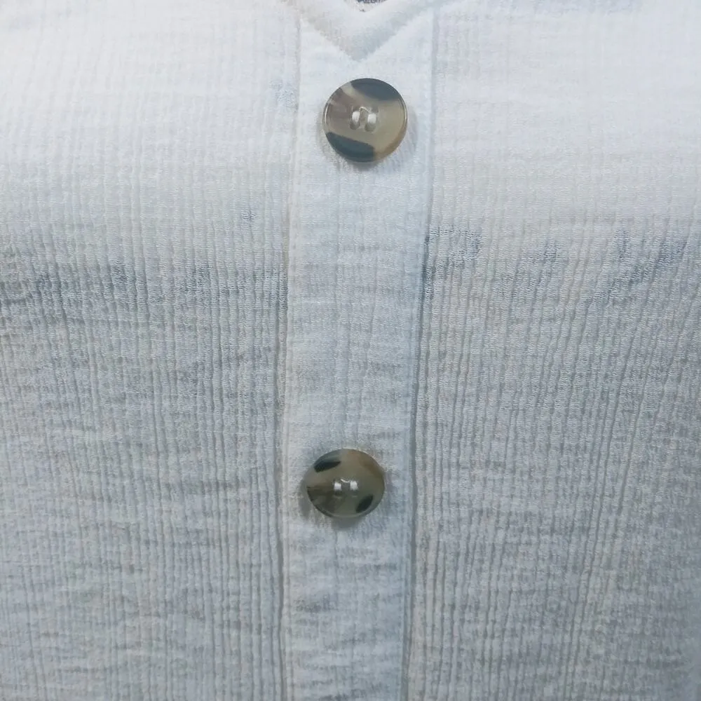 Flower & Feather White Gauzy Button Up Tie Front Blouse L Size L - Image 4