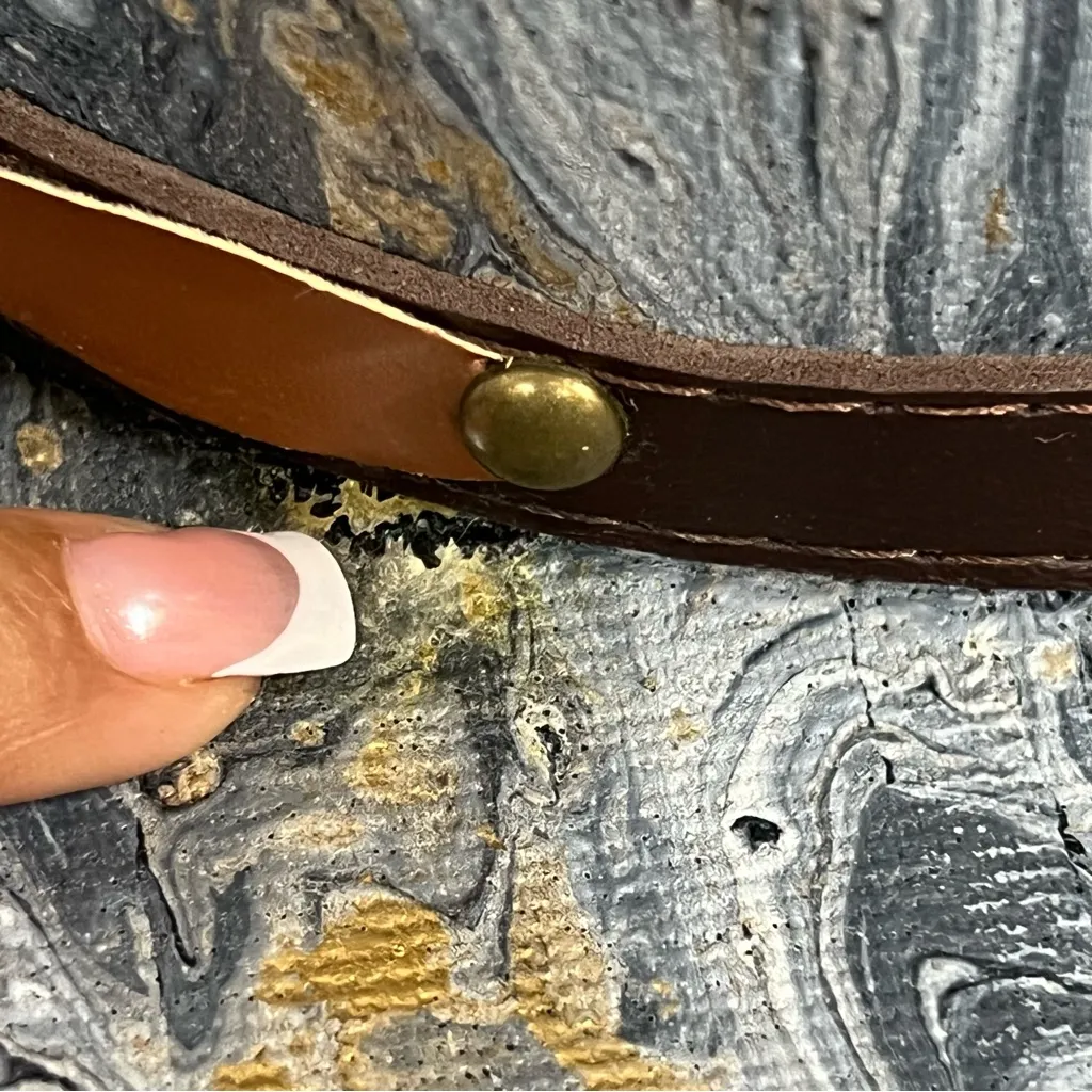 Distressed marble gold glazed Cowboy Hat w/Brown Leather Star concho Band unisex Blue Size M - Image 14