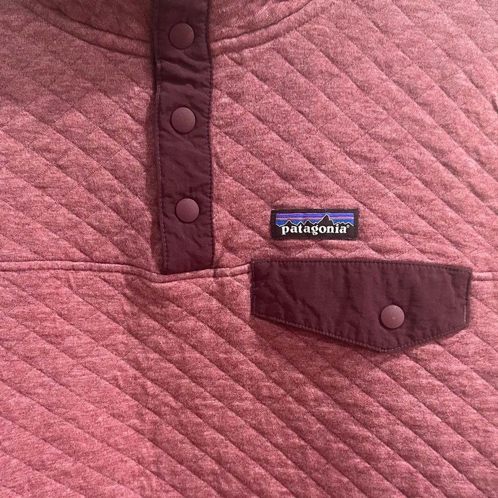 Patagonia Maroon Quilted Snap Pullover - Image 4
