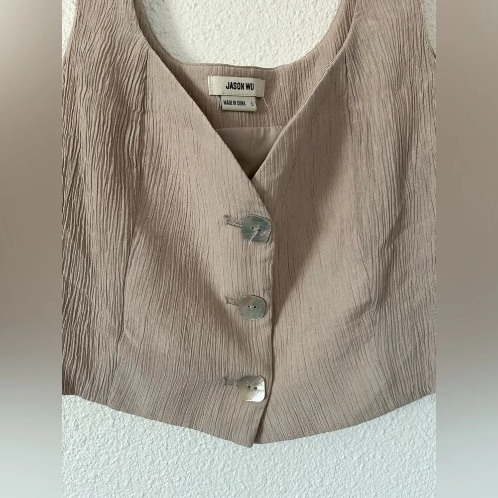 Jason wu 2 piece set crepe wide leg pant and vest top sz Large - Image 5