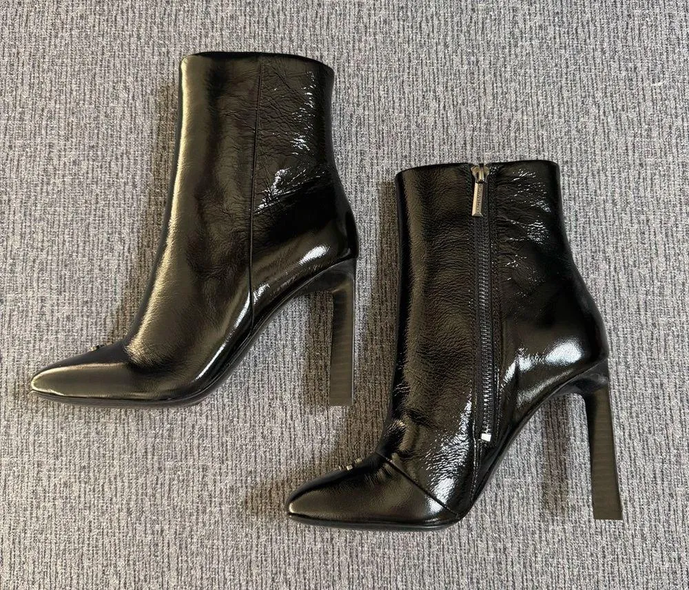 Karl Lagerfeld Paris Vica Black Patent Leather Dress Booties - Image 7
