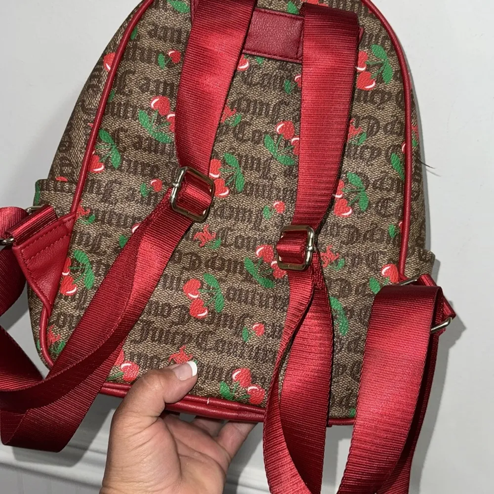 Juicy Couture‎ juicy fruit chestnut brown canvas cherry print backpack - Image 5