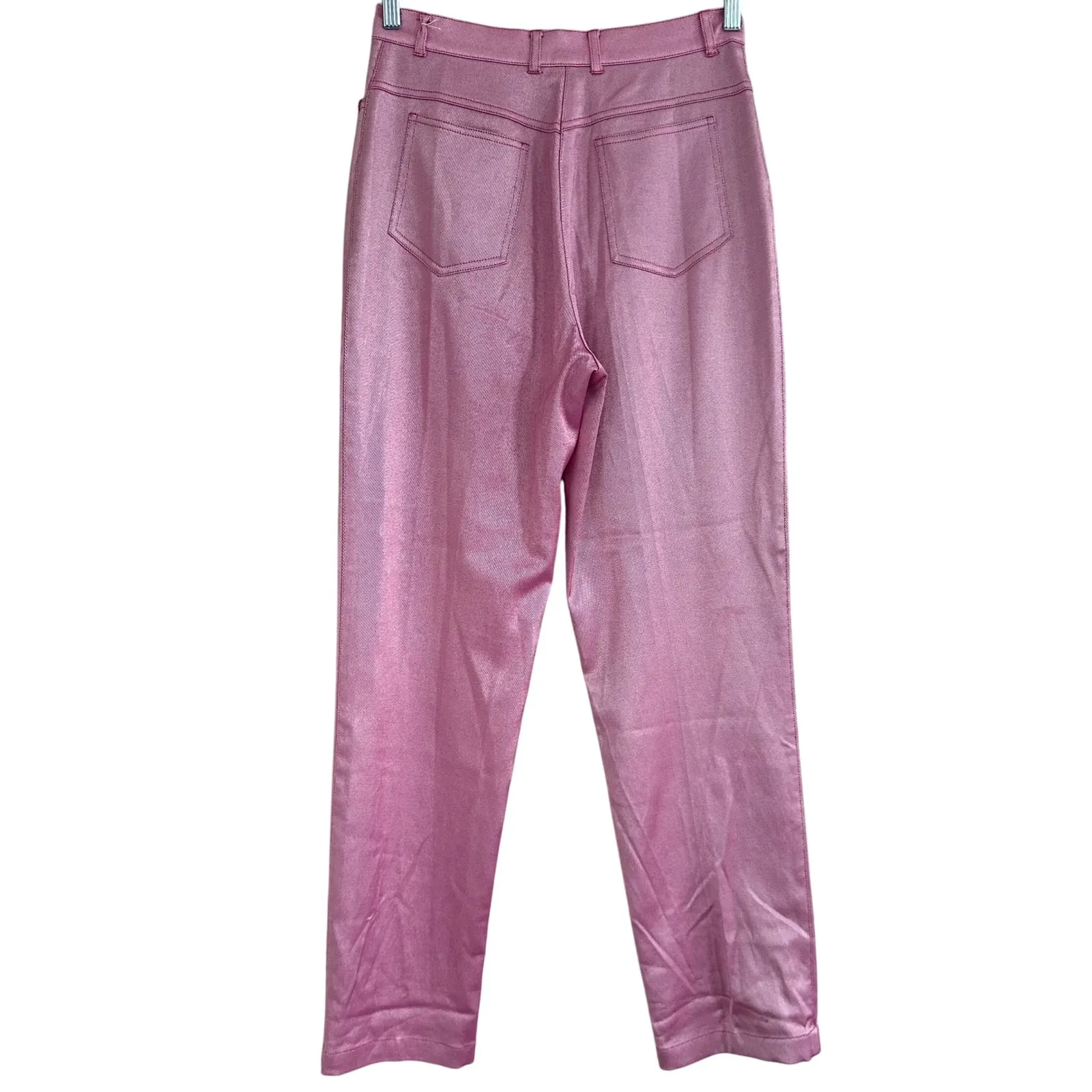 St John Sport Straight Leg Pants Size 6 Metallic Pink Sparkle Preppy Trousers HR - Image 2