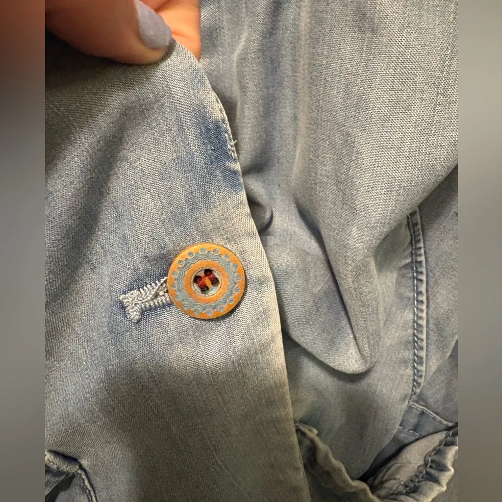 Pilcro and the Letterpress Anthropologie Chambray lined Blazer Jacket Sz Medium - Image 5