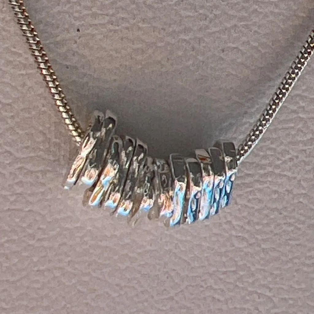 Vintage Sterling Silver Snake Chain Necklace Disc Dangles Adj 17" Estate 3.99g - Image 2