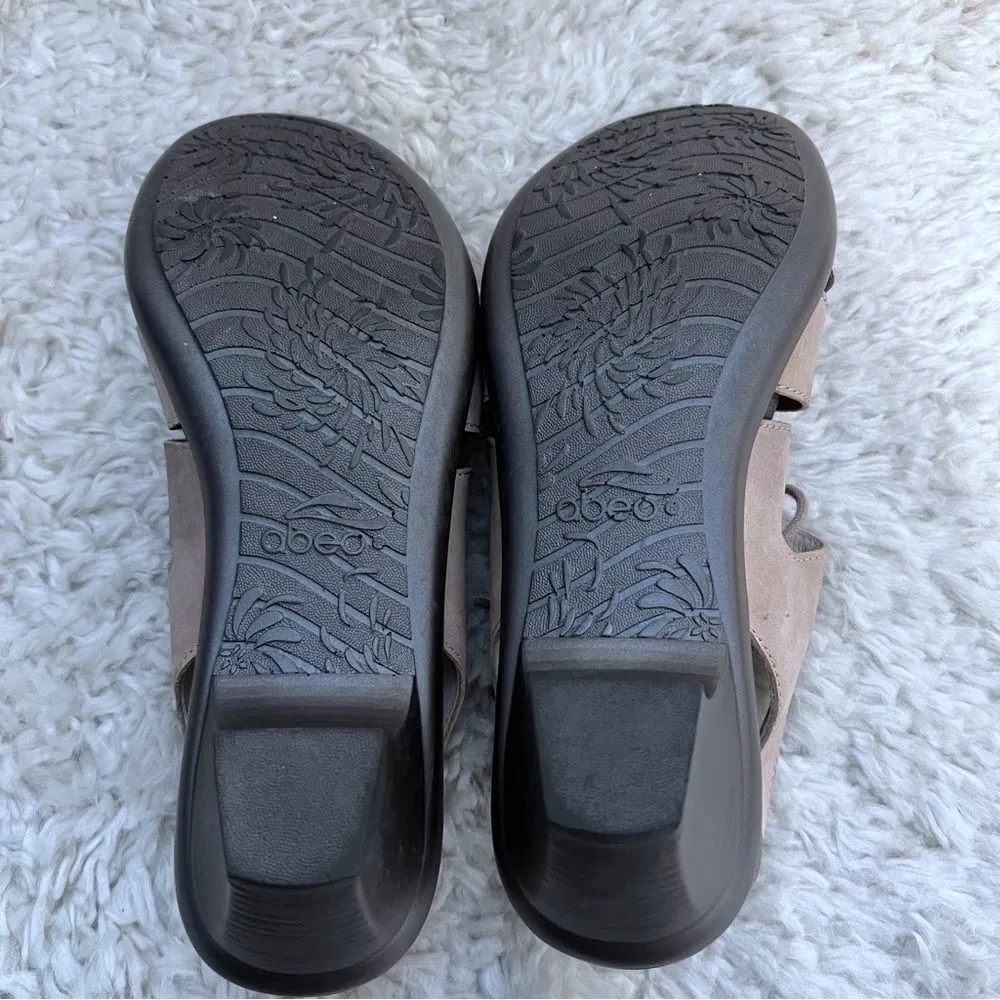 ABEO BIO System Georgia Taupe Beige Gladiator Block Heels Sandals Sz 9 Leather Tan - Image 8