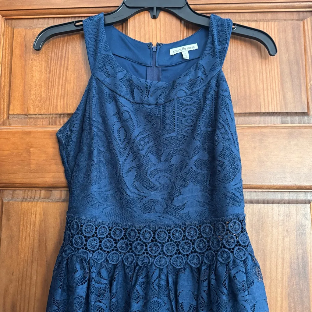 Charlotte Russe Lace Party Dress Women’s Small Navy Cocktail Homecoming - Image 4
