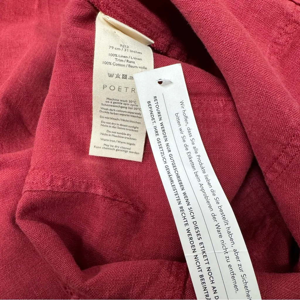 NEW Poetry Heavy Linen Straight Leg Trousers Pants Cranberry Red US 12 NWT $188 - Image 11