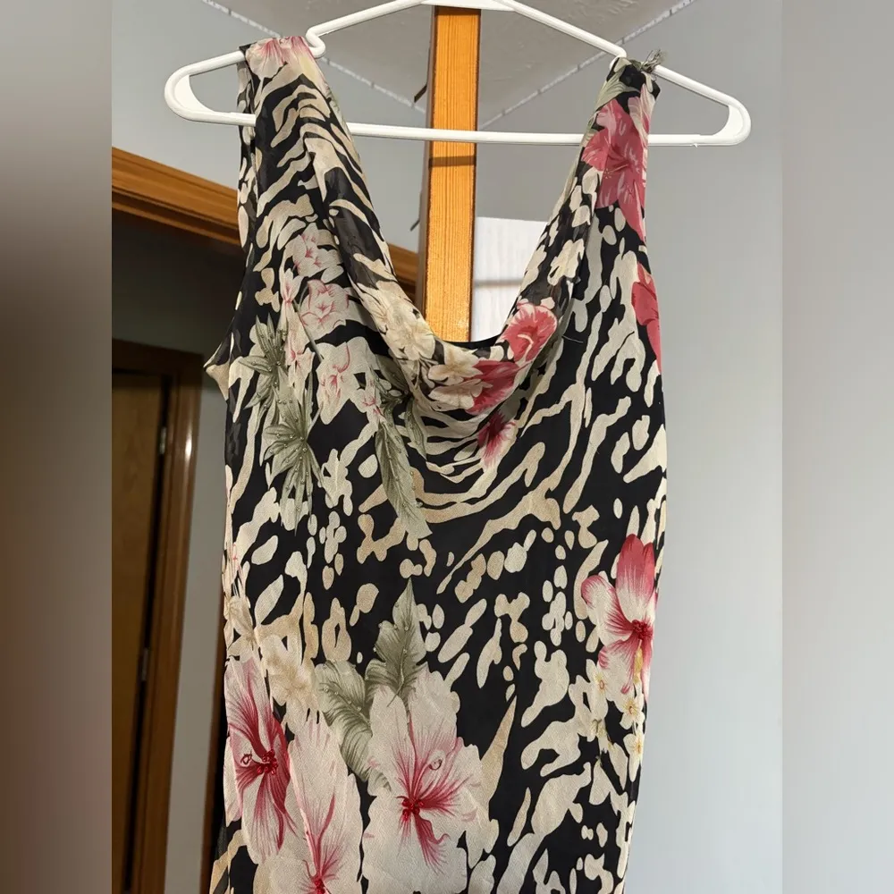 Silk Beaded Leopard Floral Dress - Image 3