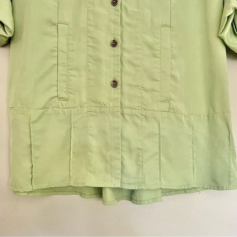 Soft Surroundings Tunic Blouse Green Roll Tab Sleeves Island Breeze Womens Small - Image 5