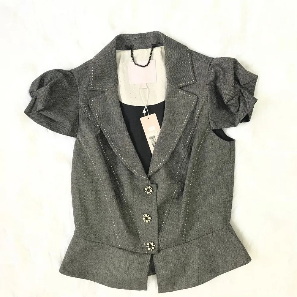 Rebecca Taylor Blazer Short Sleeve Brown Sz 8 - Image 3