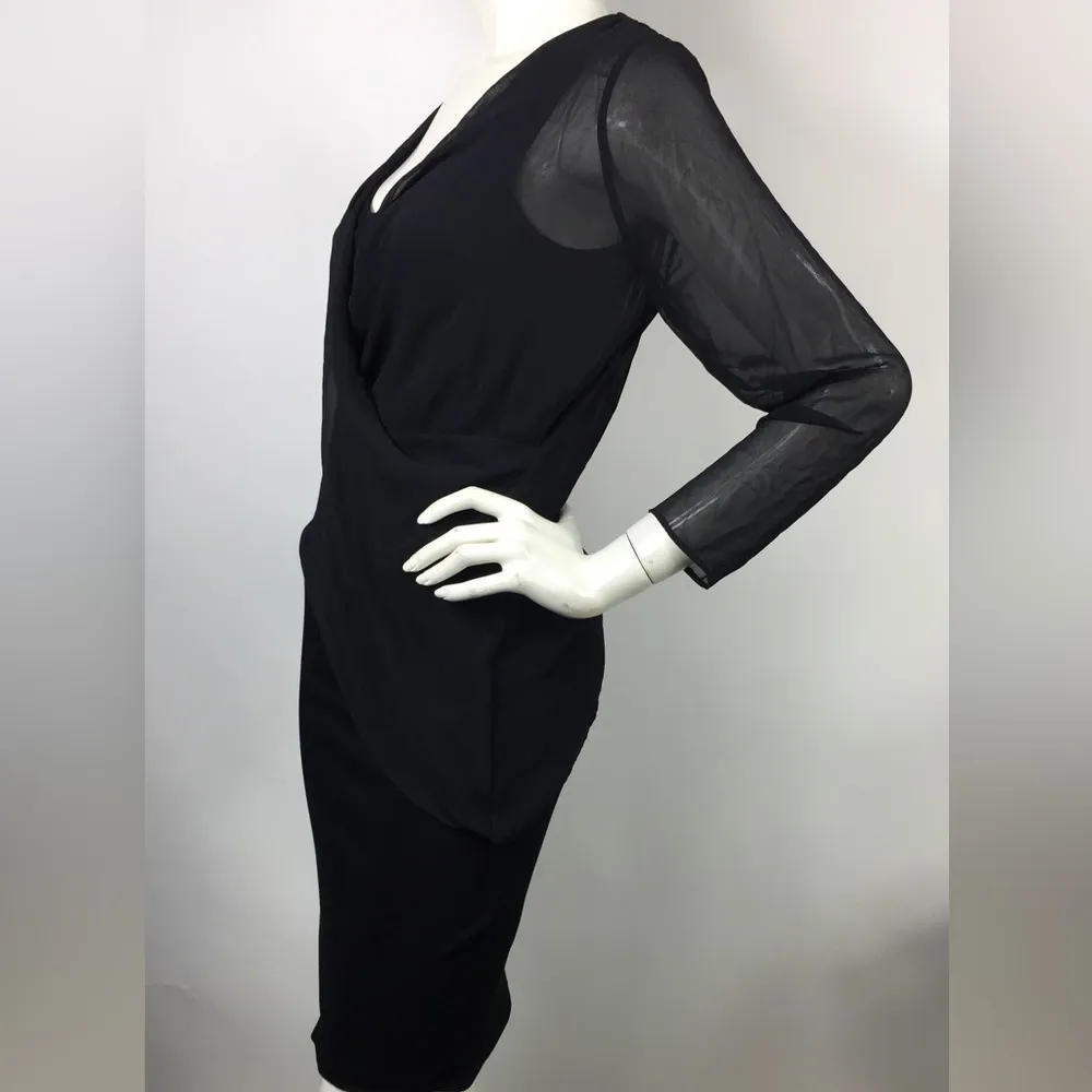 All Saints Lowe Jersey Chiffon Layered Dress Black US 6 - Image 10