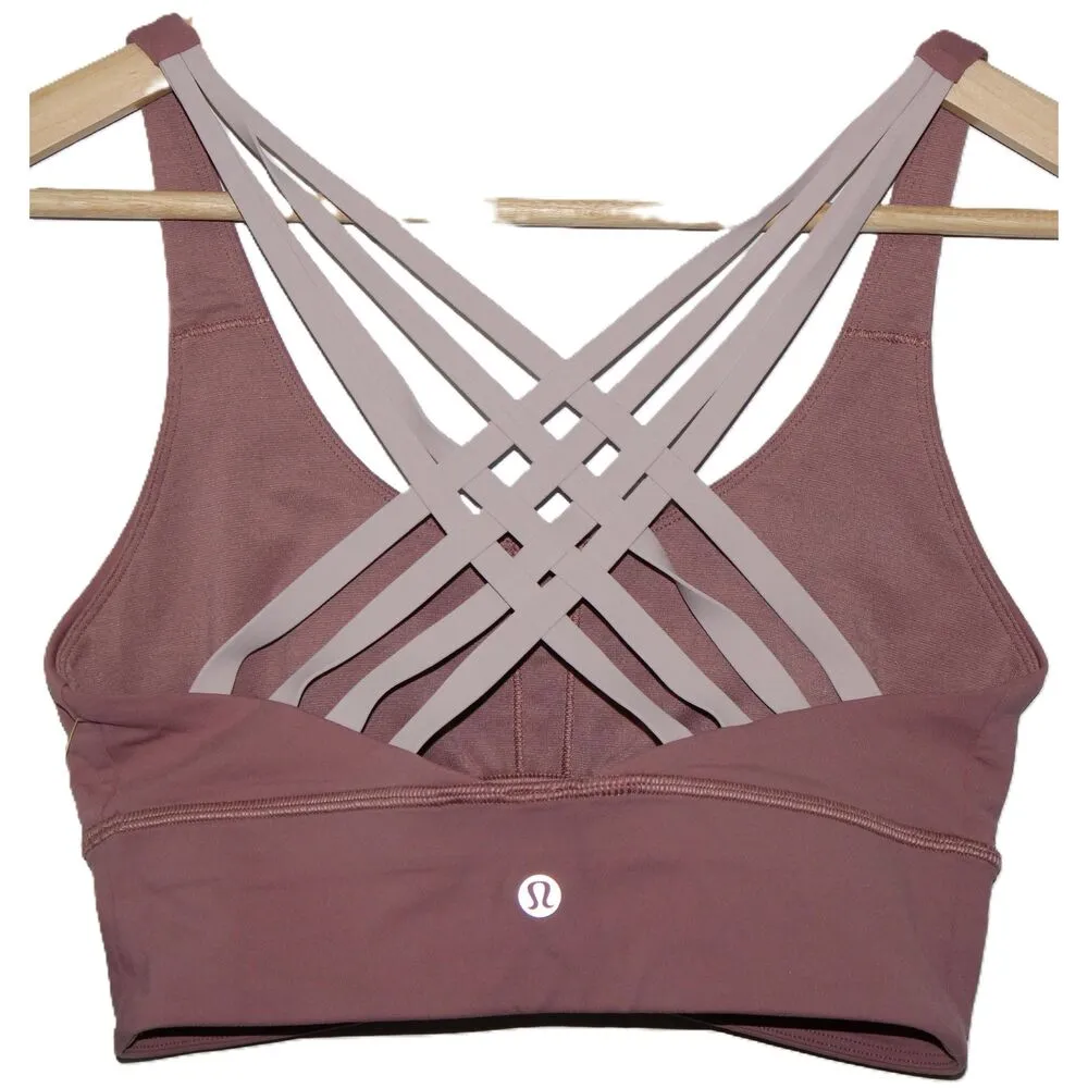 Womens Lululemon Athletica Free To Be Moved Mauve Pink Elastic Sports Bra Size 4 - Image 2