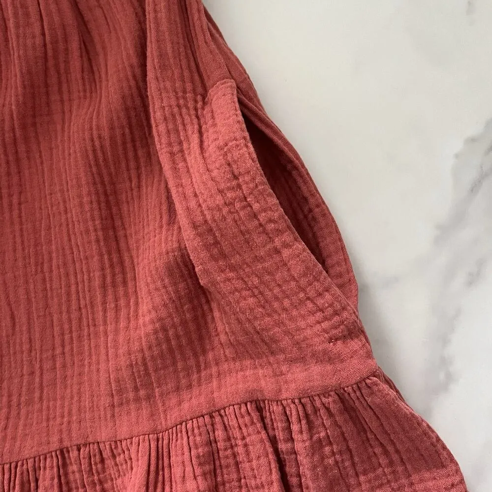 Madewell Lightspun Colette Mini Dress Deep rose Sz 14 Boho chic coastal Festival - Image 6