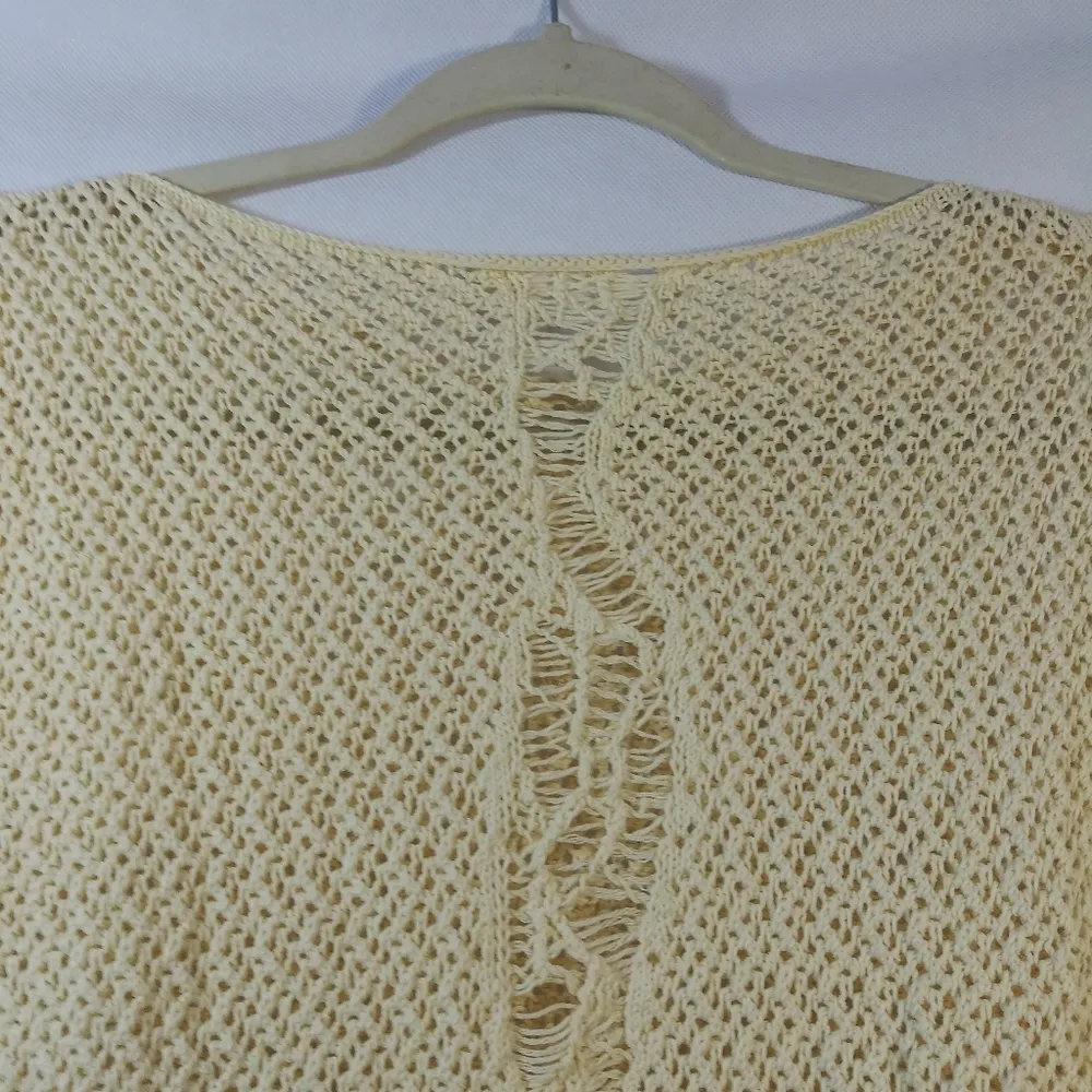 Alexander Mcqueen Cream Distressed Crochet Knit Cotton Sweater Size L - Image 13