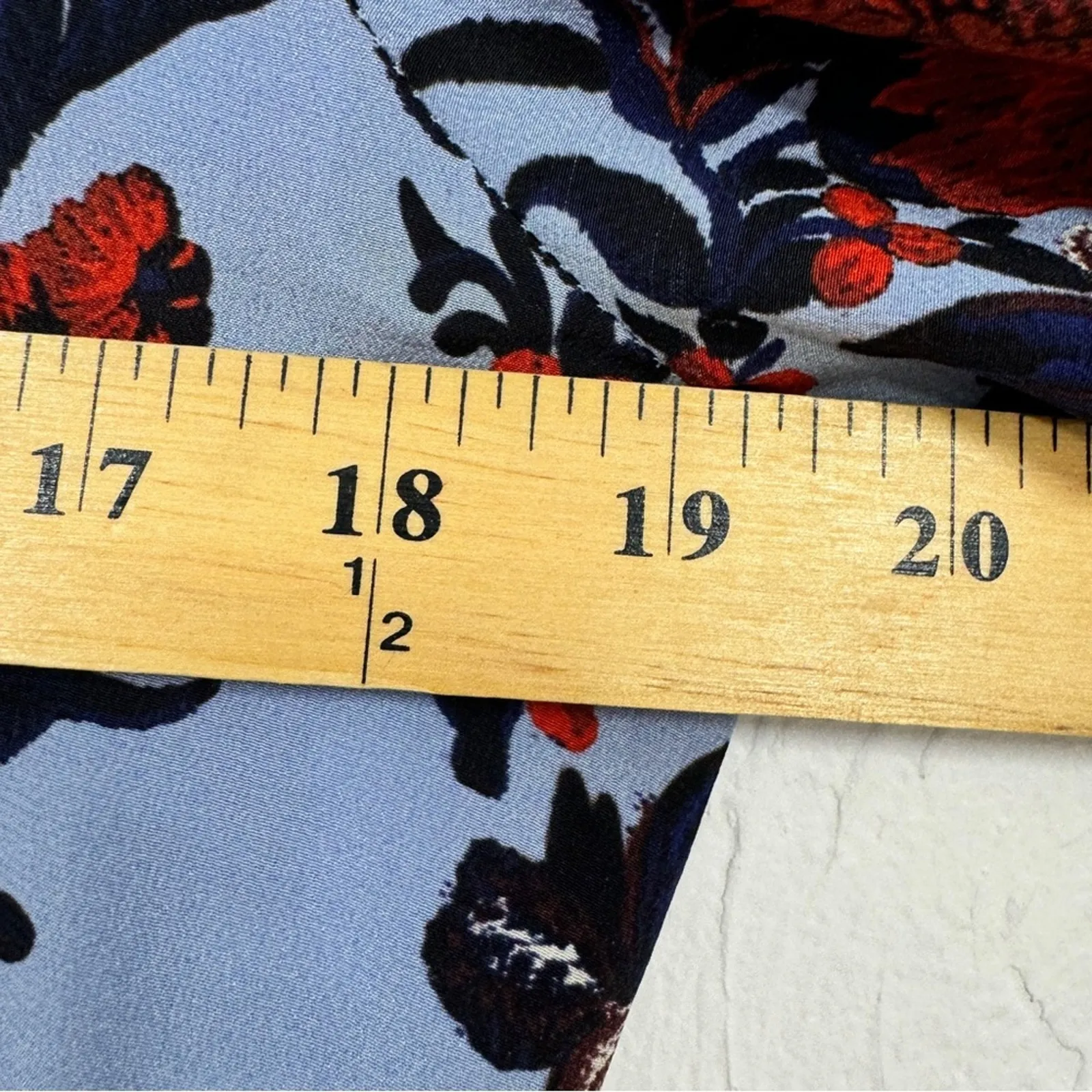 Kobi Halperin Blue Red Floral Print Blouse Women S Boho Flowy Shirt Sheer luxury - Image 3