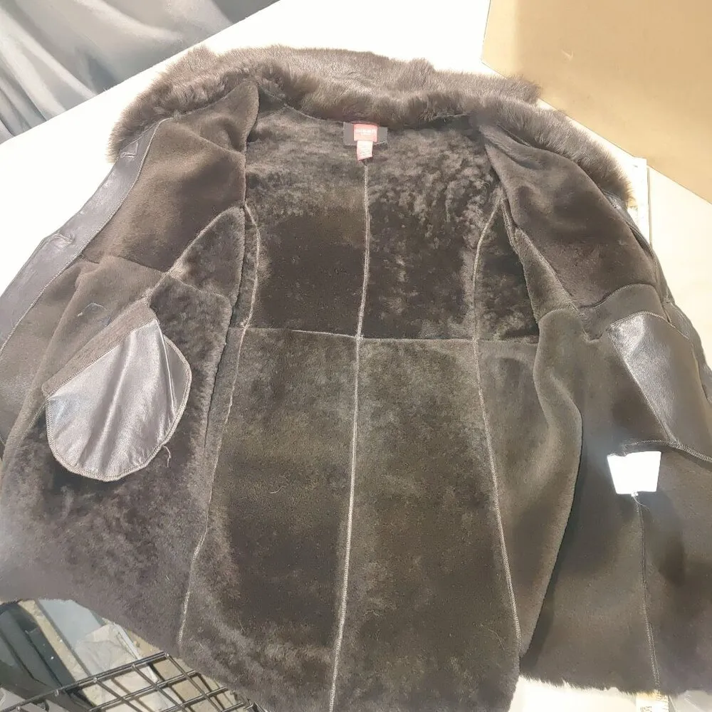 Olsen Europe Womens Lamb Fur Coat Size 10 Brown Shearling Button Closure Turkey - Image 14