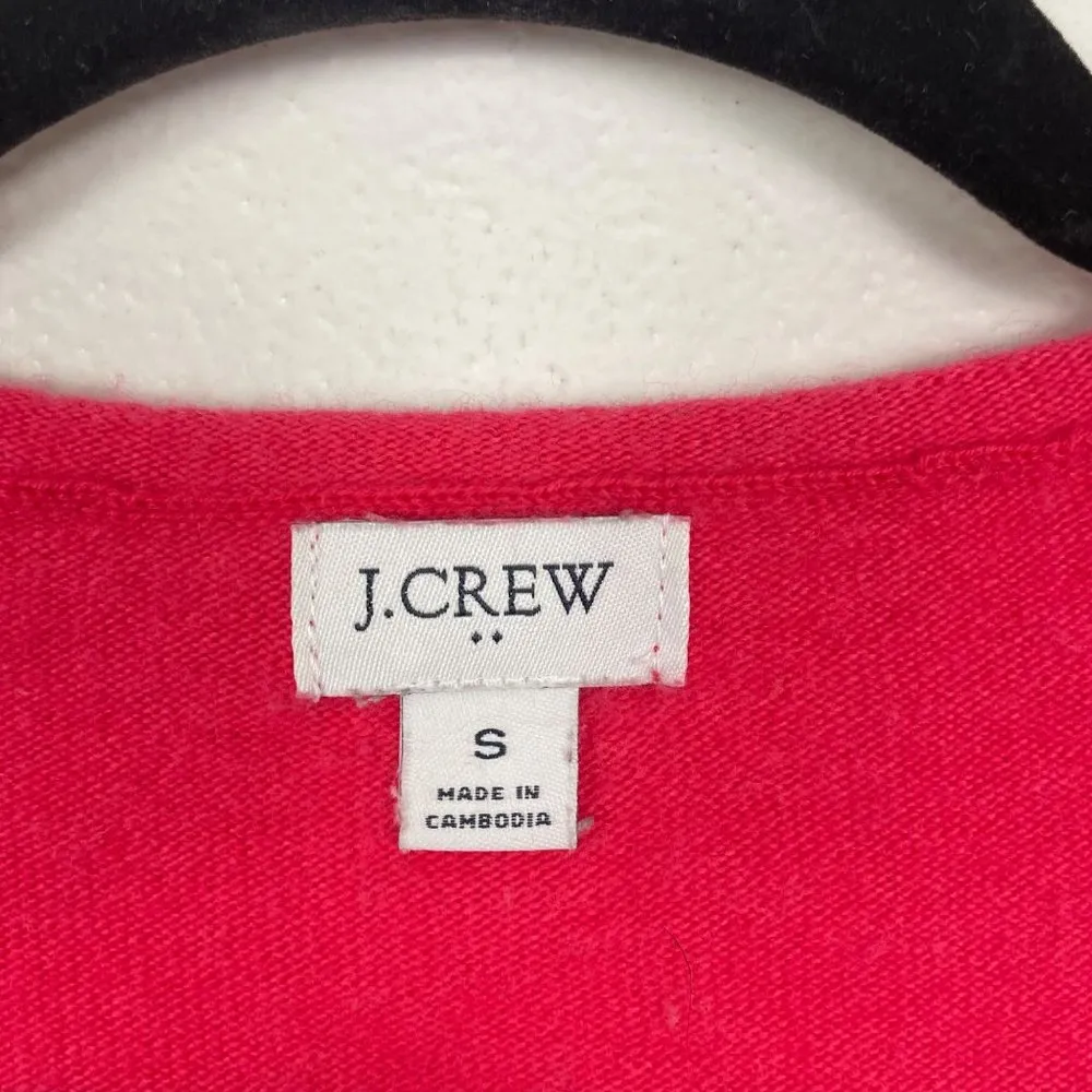 J. Crew Factory Woman's Sz S Red V Neck Step Hem Fall Cotton Wool Sweater AC623 - Image 4