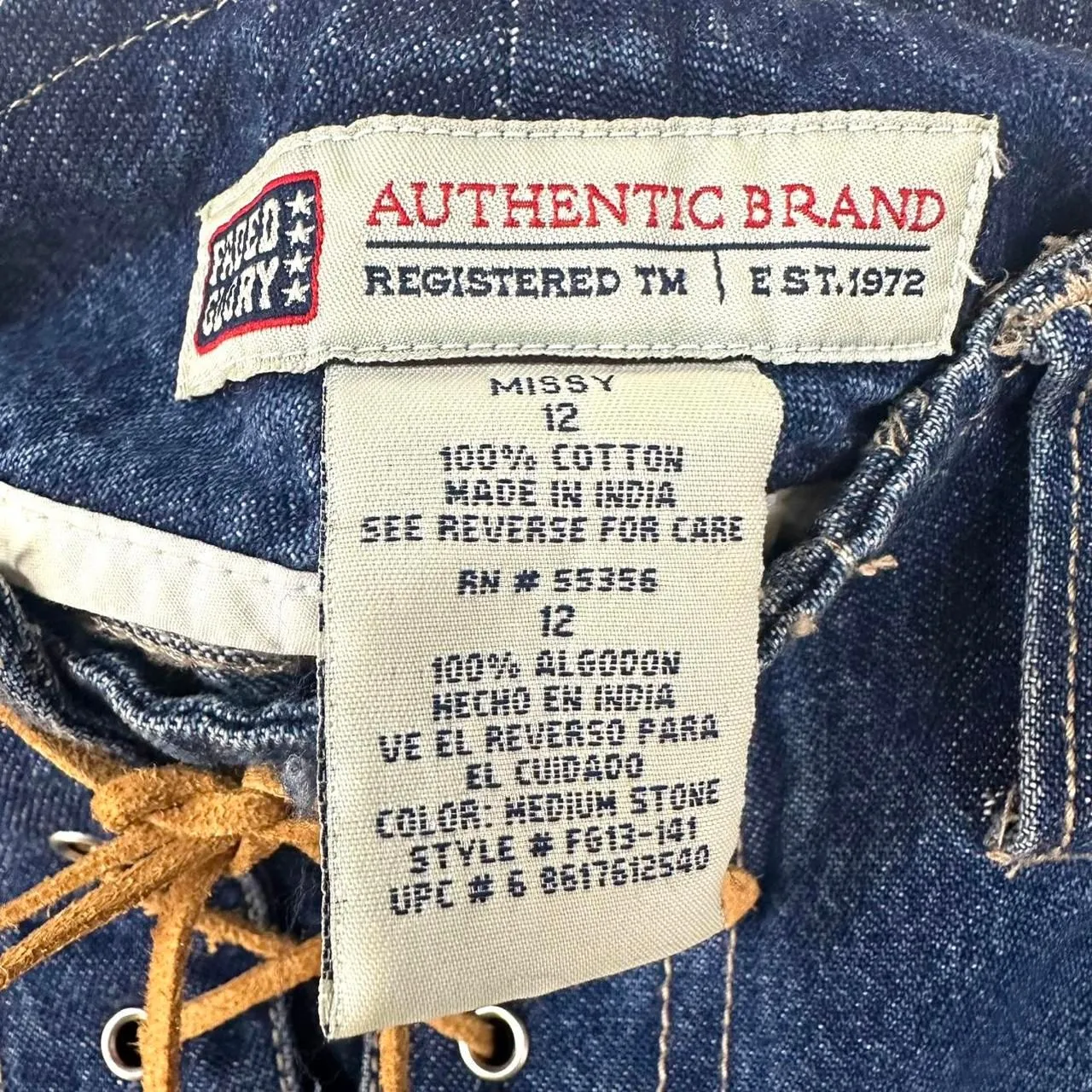 FADED GLORY 2000s Y2K Dark Wash Denim‎ Mini Skirt Leather Lace Up Detail Size 12 - Image 4